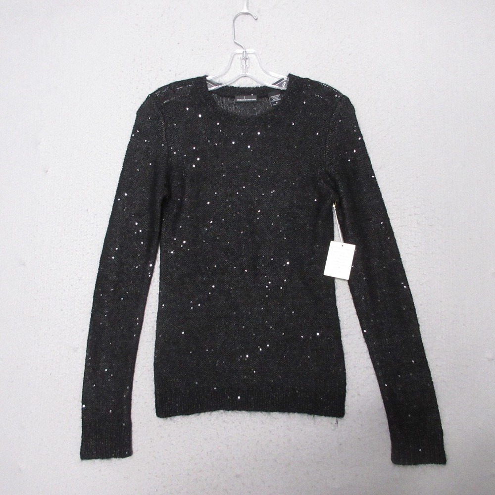 Vintage Moda International Sweater Sequin Wool Mohair Blend Minimalist Y2K NWT